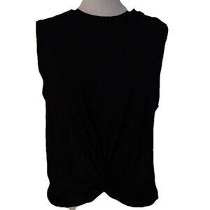 Zella Black Twist Front Muscle Tee black workout top size medium
